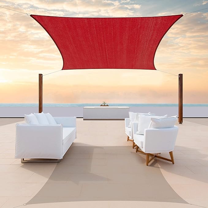ColourTree TAPR1616 Custom Size 14' x 23' Red Sun Shade Sail Canopy UV Block UPF50 Rectangle - Commercial Standard Heavy Duty - 190 GSM - 3 Years Warranty