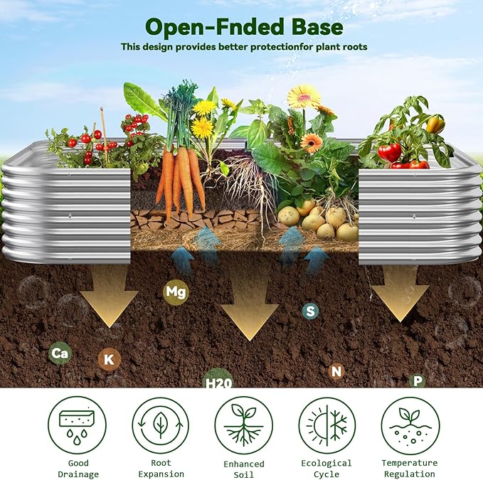4 Pack Raised Beds for Gardening, Corrugated Galvanized Steel Raised Garden Bed, Outdoor Metal Above Ground Garden Bed for Vegetables and Flowers-4x2FT