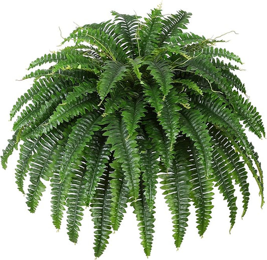 Single Silky Artificial Boston Fern Bush, 43Inch Large Artificial Ferns for Outdoors, Large Faux Ferns Artificial Plants,Suitable for Decorating Office, Living Room Faux Greenery,69Branches