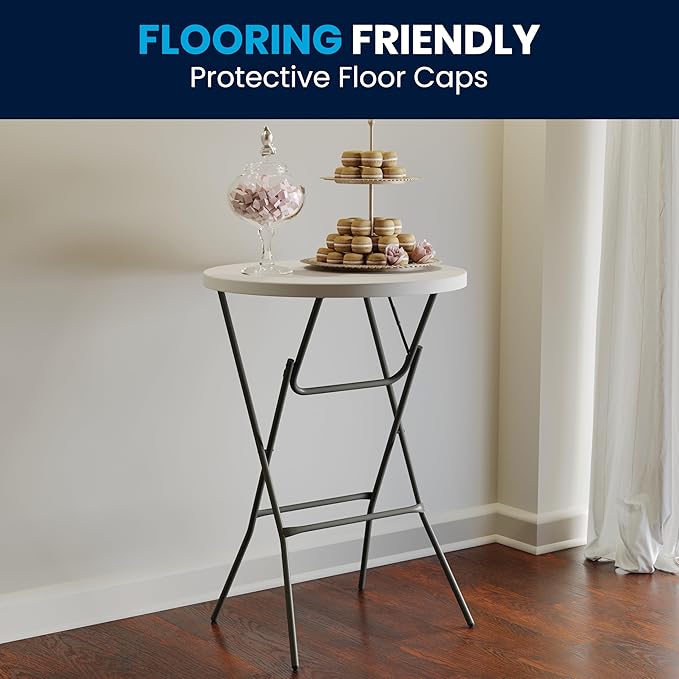 Flash Furniture Elon 32' Round Folding Bar Height Table for Parties and Commercial Events, Indoor/Outdoor Plastic Tall Round Table, White