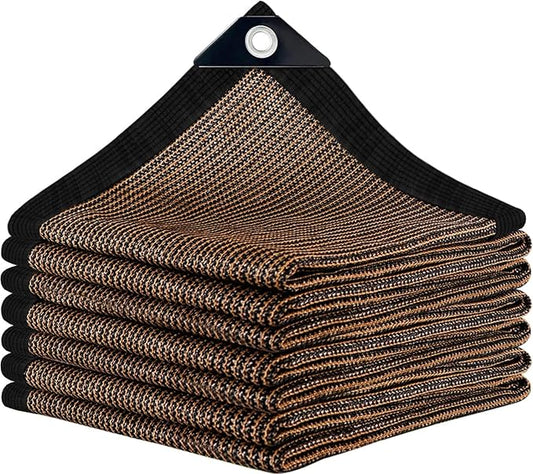 Sun Shade Cloth with Grommets,90% UV Protection Shade Fabric,Pergola Shade Cover Canopy Fence Privacy Screen Balcony,Brown Sunshades for Patio Pergola Garden Backyard Outdoor,Mocha-12x12FT