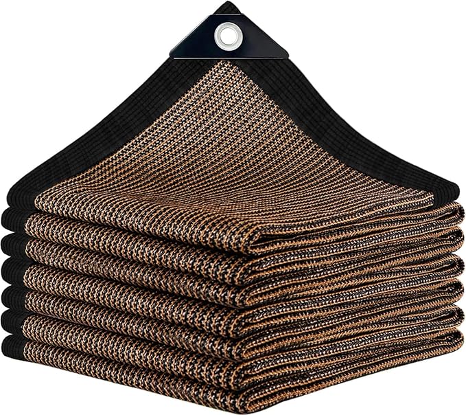 Sun Shade Cloth with Grommets,90% UV Protection Shade Fabric,Pergola Shade Cover Canopy Fence Privacy Screen Balcony,Brown Sunshades for Patio Pergola Garden Backyard Outdoor,Mocha-5x10FT