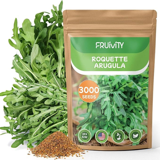 3000+ Heirloom Fruivity Arugula Seeds for Planting - Non-GMO Heirloom Seeds, Fast Growing, Cut-and-Come-Again, for Baby Greens, Hydroponic, Container & Outdoor Garden