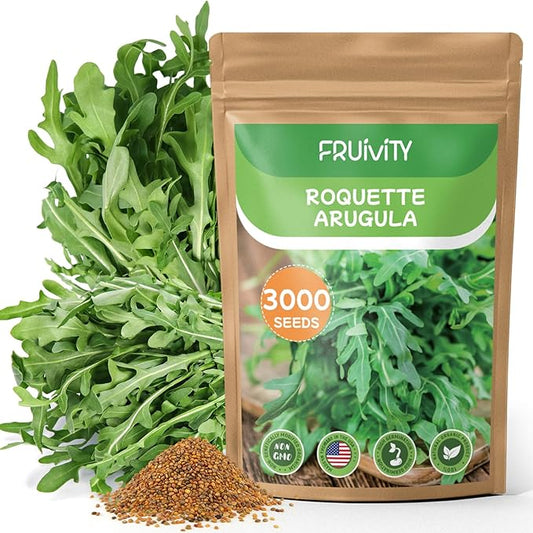3000+ Heirloom Fruivity Arugula Seeds for Planting - Non-GMO Heirloom Seeds, Fast Growing, Cut-and-Come-Again, for Baby Greens, Hydroponic, Container & Outdoor Garden
