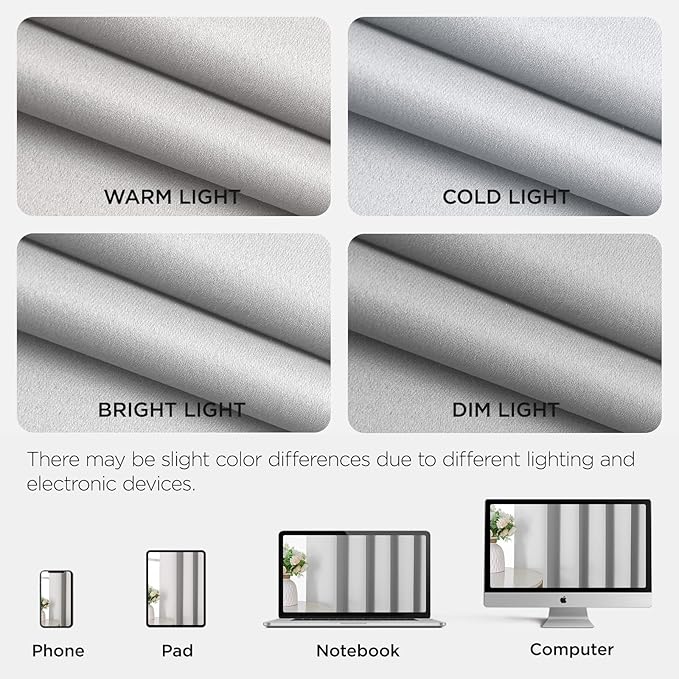 Joydeco Blackout Patio Sliding Door Curtains 84 Inches Long, Grommet Privacy Room Divider Curtains, Extra Wide Thermal Blackout Drapes for Bedroom Living Room (Greyish White, 60Wx84L, 1 Panel)