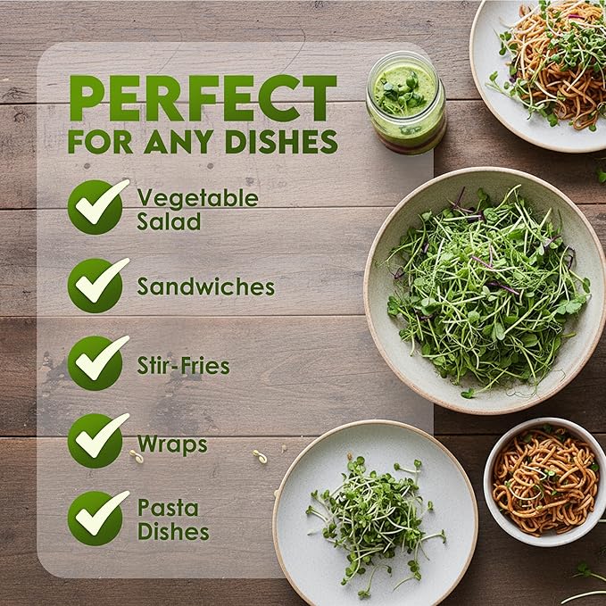 Nature Jim’s Sprouts Organic Salad Mix – Non-GMO Microgreen Seeds, Perfect for Growing Nutritious Organic Broccoli, Alfalfa, Radish & Clover Sprouts – Easy Indoor/Outdoor Home Sprouting Seeds – 1lb