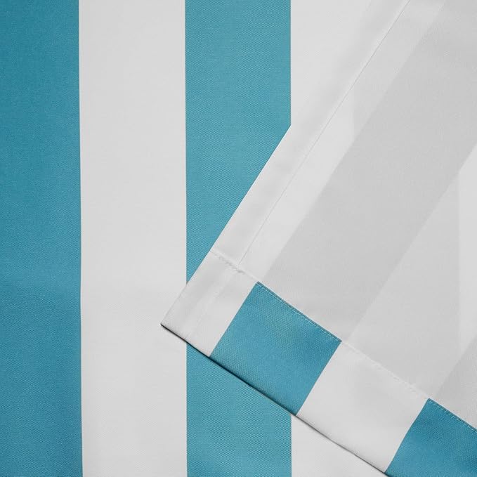 Exclusive Home Canopy Stripe Indoor/Outdoor Grommet Top Curtain Panel, 54"x96", Teal / White, Set of 2