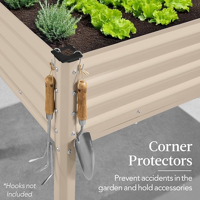 Best Choice Products 48x24x30in Galvanized Raised Garden Bed, Metal Elevated Planter Box, Vegetable Garden for Backyard, Patio, Balcony - Beige