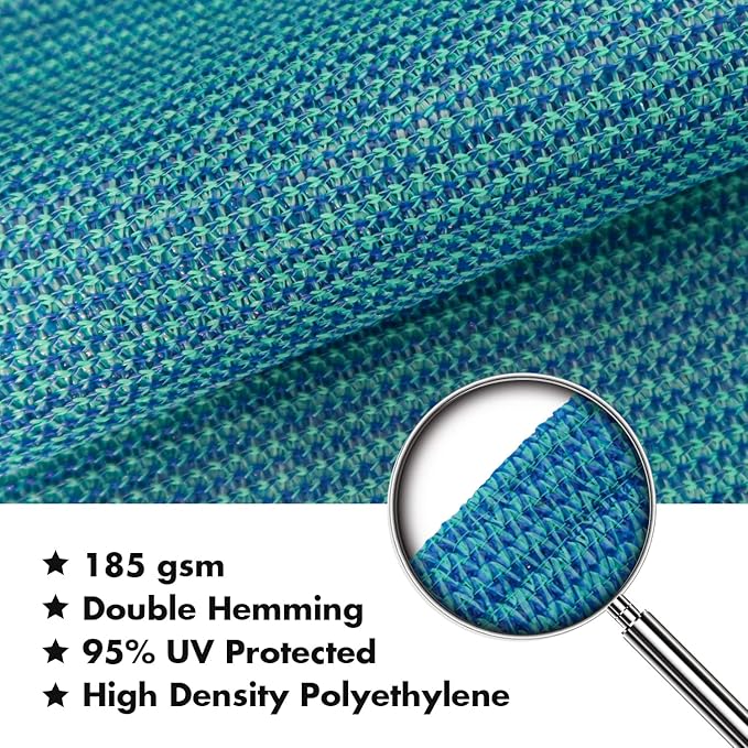 KANAGAWA 14'X20' Turquoise Mix Custom Size Sun Shade Sail Rectangle UV Block Canopy Cover for Patio Backyard Lawn Garden Outdoor (Customized Available)