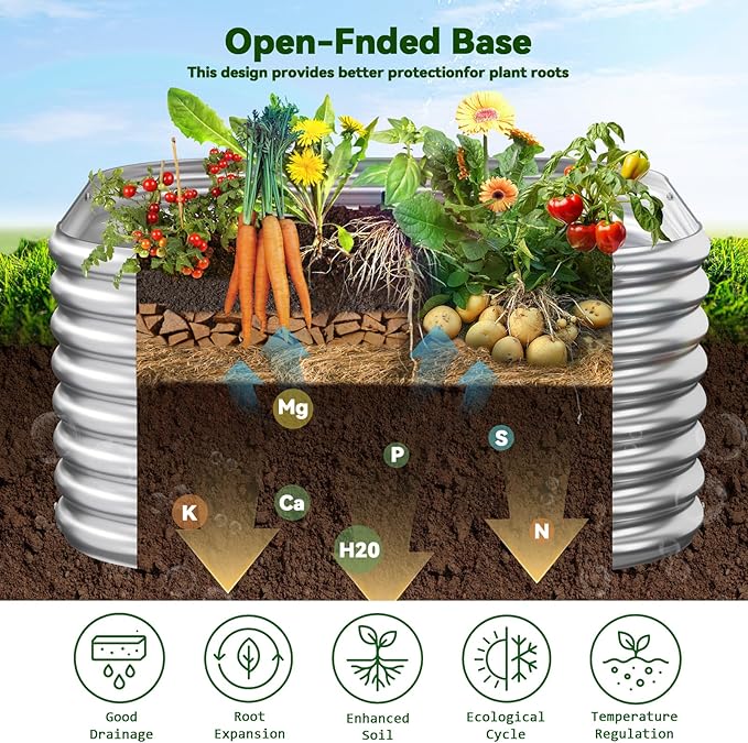 4 Pack 3x3FT Corrugated Galvanized Steel Raised Garden Bed Outdoor, Metal Above Ground Garden Bed for Vegetables and Flowers, Raised Beds for Gardening-3x3FTx10Inch