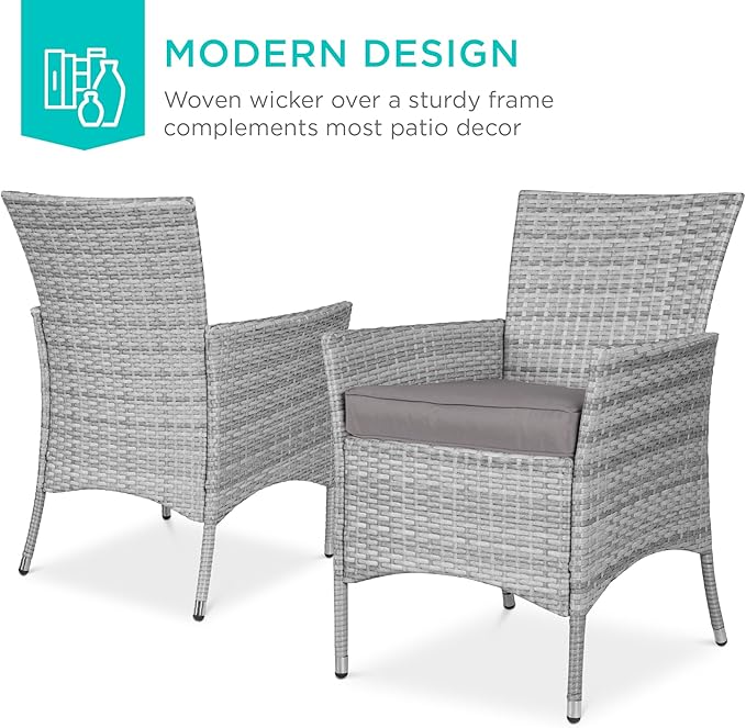 Best Choice Products 5-Piece Indoor Outdoor Wicker Dining Set Furniture for Patio, Backyard w/Square Glass Tabletop, Umbrella Cutout, 4 Chairs - Gray