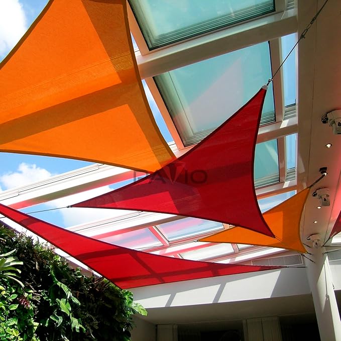 Patio Paradise 3' x 3' x 3' Sun Shade Sail Triangle Canopy Shade Cloth Fabric Sunlight Block Patio Pergola Cover HDPE Deck Awning for Outdoor Backyard Roof Shading, Orange