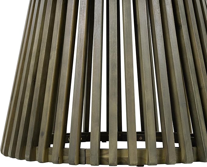 Merax Outdoor Dining Table 47.25" Round Extra-Large Acacia Wood Patio Dining Table for Backyard Lawn Balcony, Aesthetic Slat Base Design, Grey Finish