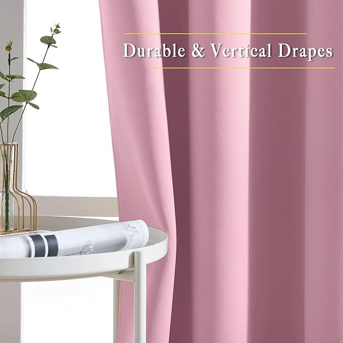 NICETOWN Blackout Sliding Glass Door Curtains, Room Darkening Thermal Insulated Curtains for Living Room Bedroom, Extra Wide Window Drapes, 1 Panel, W80 x L118, Rouge Pink