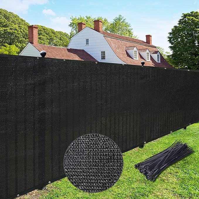 UPGRADE Privacy Fence Screen 3'x76' Black Outdoor 90% Visibility Blockage 170 GSM Mesh Shade Cover Panels for Backyard,Balcony,Home Decoration with Zip Ties,Customized Avaliable