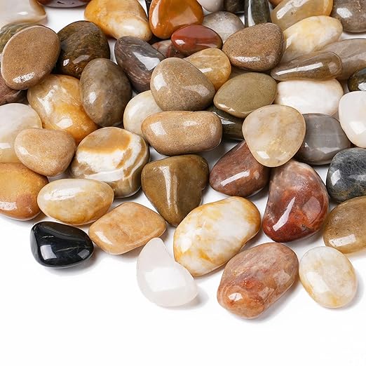 5 lbs Decorative Rocks for Potted Plants, 1-1 1/2 inch River Rocks for Plants, Garden Rocks Outdoor Landscaping, Polished Natural Stone for Walkways, Yard, Vases, Crafts