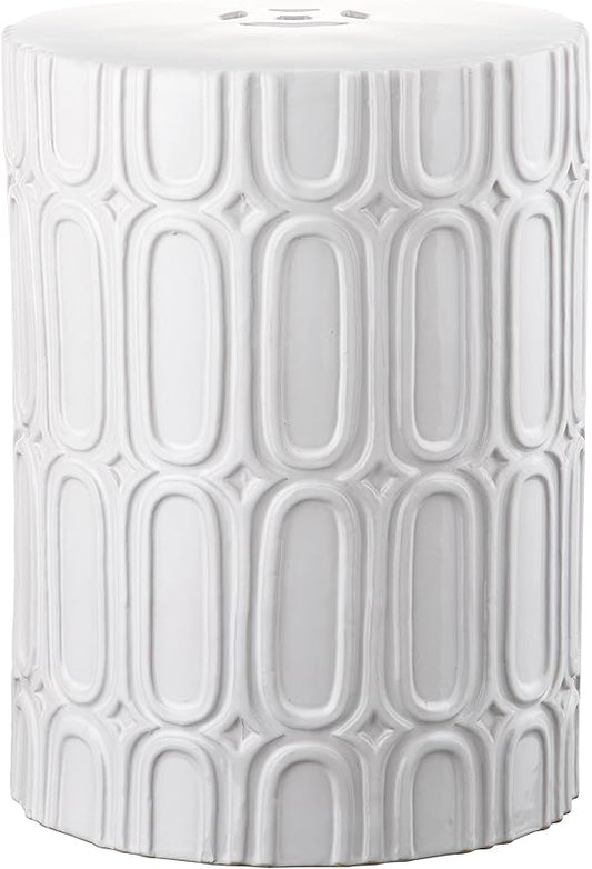 Safavieh Castle Gardens Collection Melody Antique White Glazed Ceramic Garden Stool