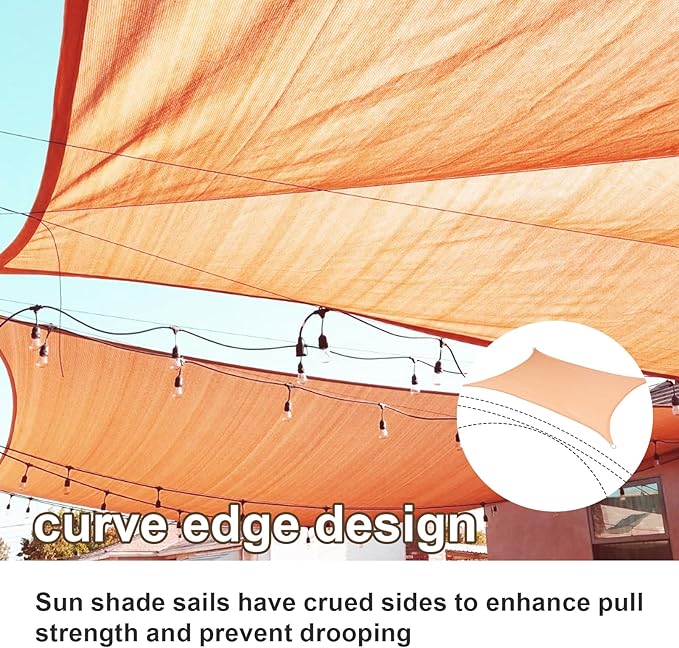 SUNLAX Sun Shade Sail 15' x 15' Peach Fuzz Rectangle Canopy Sail Shade Cover UV Block Permeable Sunshade Outdoor for Patio Backyard Deck Pergola (We Make Custom Size)