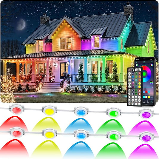 100FT Permanent Outdoor Lights for House Waterproof, IP67, Outdoor Permanent led Lights for Holidays, Daily & Pool Party Decor, Scene Modes, App/Remote Control