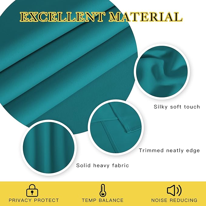 NICETOWN Room Divider Curtain 132 Inches Long, Wide Blackout Sliding Door Curtain for Bedroom, Room Darkening Privacy Window Curtain for Patio Door (1 Panel Set, Peacock Teal, 80 x 132 Inch)