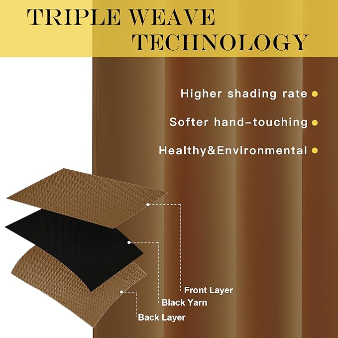 NICETOWN Bedroom Curtain Room Darkening Drapery 102 inches Length - Home Fashion Thermal Insulated Grommet Room Darkening Curtain for Living Room (Gold Brown, 1 Panel, 52 x 102 inches)