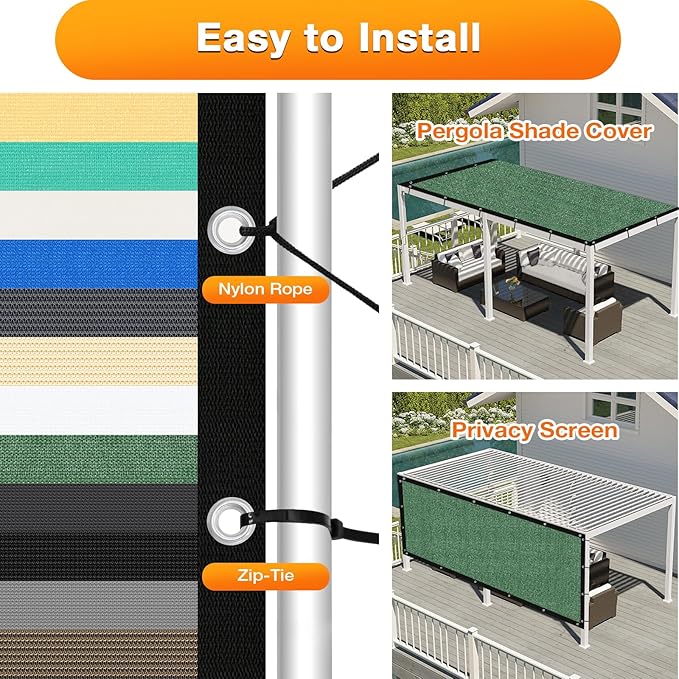 Artpuch Outdoor Pergola Shade Cover 12' X 20' Sun Shade Cloth with Grommets, 90% UV Protection Canopy Patio Privacy Screen (Customized Available) GN107, Green