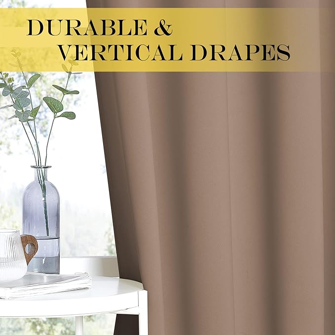 NICETOWN Blackout Curtains 63 inches Long for Living Room Bedroom, Grommet Thermal Insulated Room Divider Drape Window Treatment for Sliding Patio Door, W100 x L63, 1 Panel, Cappuccino