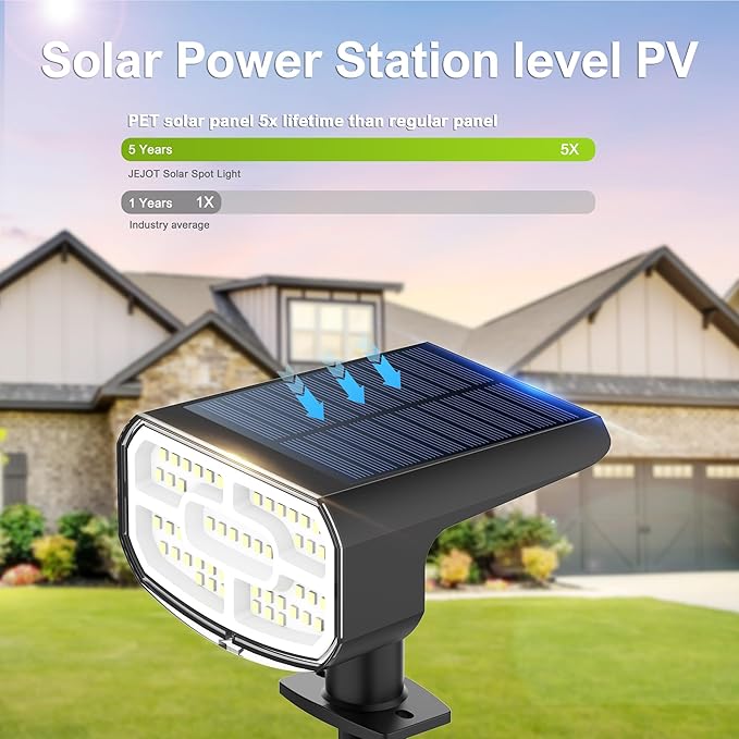 DAMINY Solar Spotlights Outdoor Waterproof IP65,2 CCT(Warm White & Cool White),4 Lighting Modes Solar spot Lights for Yard,Garden,Pathway,Landscape,Auto On/Off-6 Pack