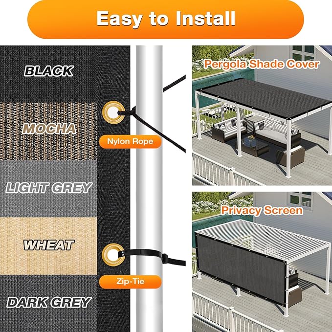 Artpuch Outdoor Pergola Shade Cover 12x18 FT Sun Shade Cloth with Grommets Dark Grey 90% UV Protection Canopy Patio Privacy Screen (Customized Available)