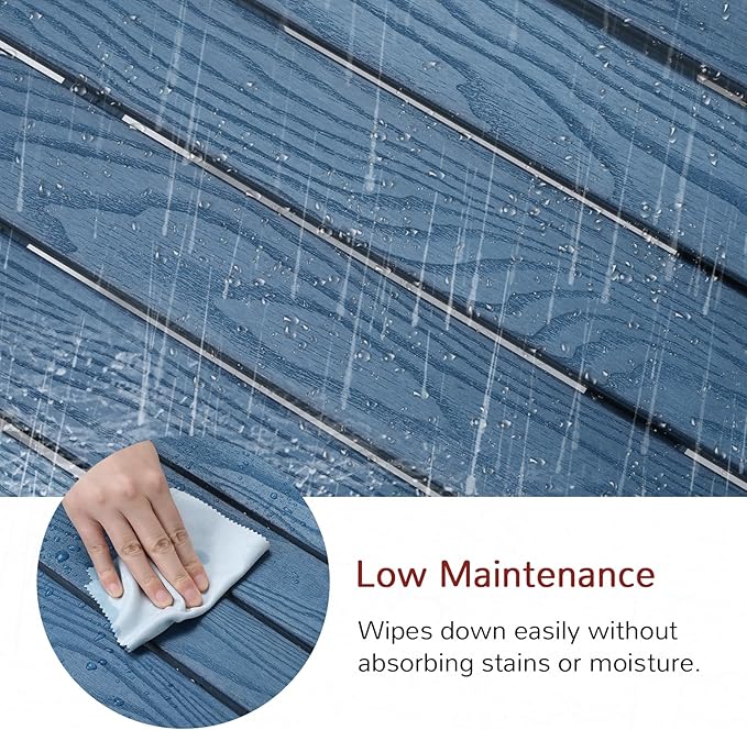 Stoog Outdoor Benches Set of 2, 2-Person Patio Dining Bench, Waterproof HIPS Backless Outdoor Bench, Never Rot or Fade, Blue