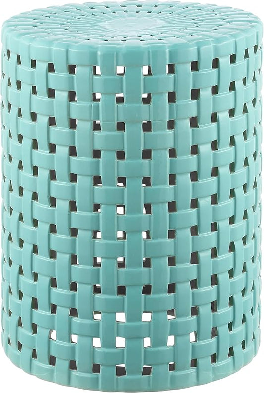 SAFAVIEH Home Collection Sayre Robins Egg Blue Ceramic 18-inch Decorative Accent Garden Stool for Living Room, Bathroom, Patio, Side Table, Plant Stand (Fully Assembled)