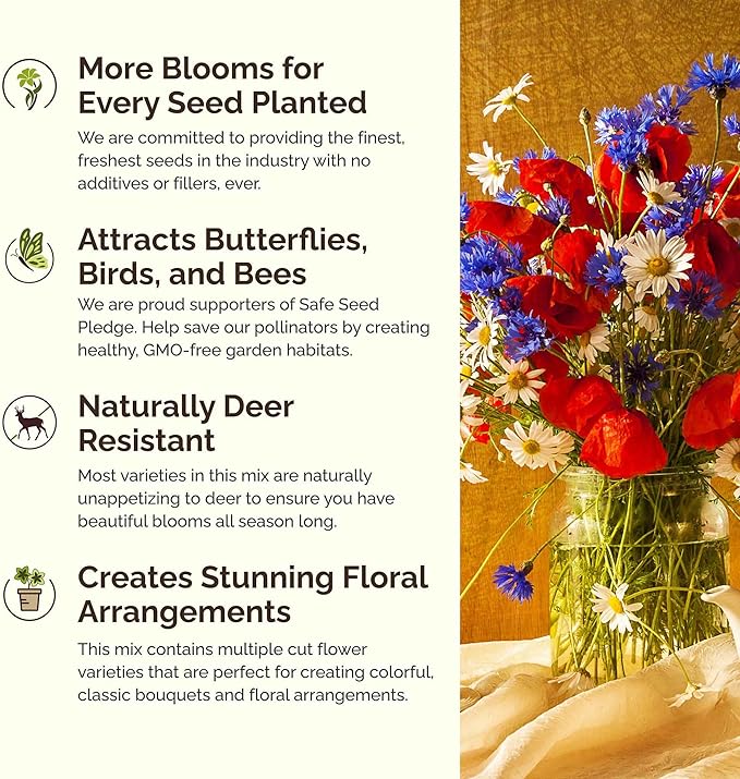Eden Brothers Delaware Wildflower Mixed Seeds for Planting, 1 lb, 480,000+ Seeds with Sweet William, Candytuft | Attracts Pollinators, Plant in Spring or Fall, Zones