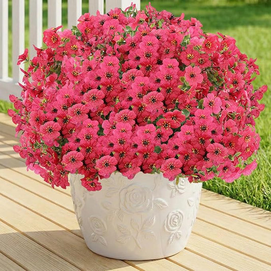 Artificial Flowers for Outdoor,Silk Flowers No Fade Fake Plastic Flowers UV Resistant Faux Plants for Outdoors Outside Front Porch Hanging Planter Window Box Garden Home Decoration,13 Pack(Rose)