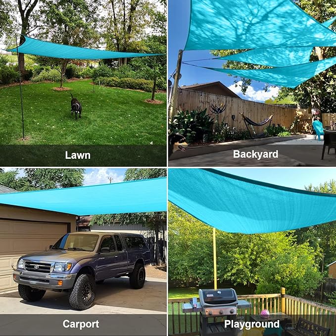 SUNLAX Sun Shade Sail 14' x 14' x 14' Turquoise Blue Triangle Canopy Sail Shade Cover UV Block Permeable Sunshade Outdoor for Patio Backyard (We Make Custom Size)