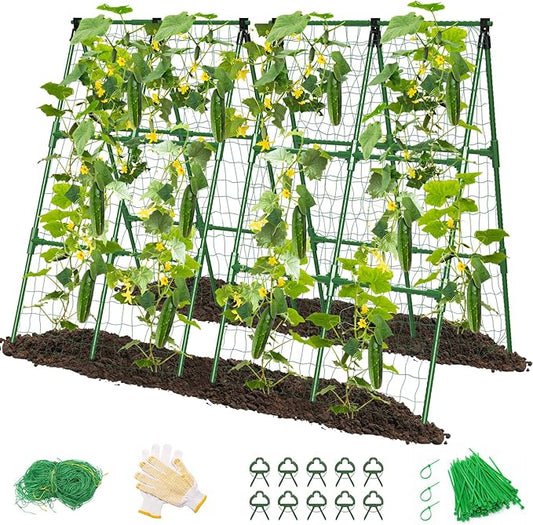 2 Pack Cucumber Trellis, Garden Trellis for Climbing Plants Outdoor, A-Frame Cucumber Trellis for Raised Bed, Plant Grow Support for Tomato, Squash, Vegetable, Flower(33"x47"x2Pcs)