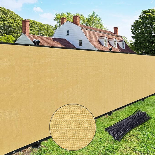 UPGRADE Privacy Fence Screen 4'x33' Sand Outdoor 90% Visibility Blockage 170 GSM Mesh Shade Cover Panels for Backyard,Balcony,Home Decoration with Zip Ties,Customized Avaliable