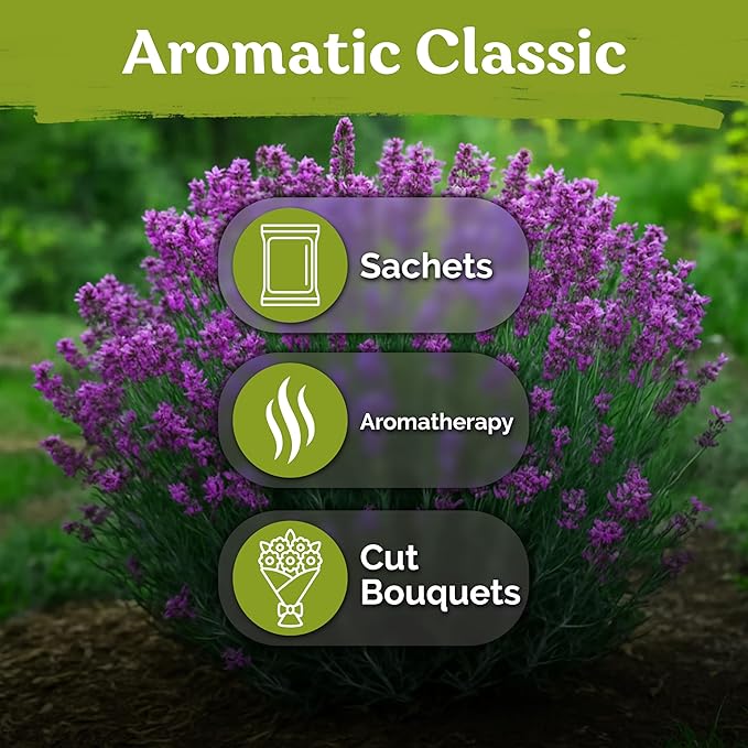 KVITER 2000 English Lavender Seeds for Planting Outdoor & Indoor (Lavandula angustifolia) – True Lavender Flowers, Heirloom Perennial, Non-GMO – Organic Herb Seeds for Outdoor Garden, Flower Beds