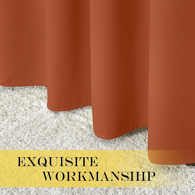 NICETOWN Burnt Orange Blackout Curtains for Bedroom/Living Room 132 Inch Length - Thermal Insulated Room Darkening Grommet Top Window Curtains (100 by 132 - Inch, 1 Panel)