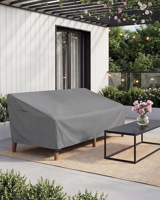 Vailge Heavy Duty Patio Sofa Cover, 100% Waterproof 3-Seater Outdoor Sofa Cover,Lawn Patio Furniture Covers with Air Vent and Handle,60" Wx 35" Dx 35" H,Grey