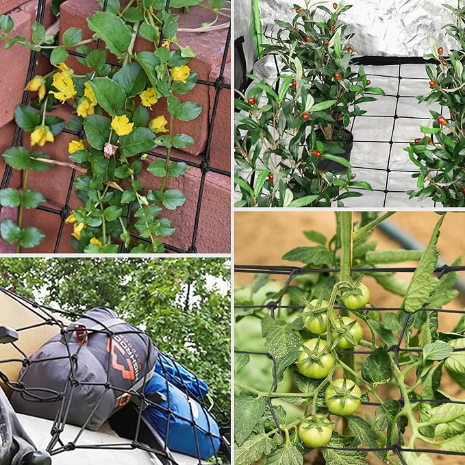 VIVOSUN 4 x 4Ft. Elastic Trellis Netting with 4 Hooks for Climbing Plants, Vegetables, Fruits, and Flowers, 2-Pack
