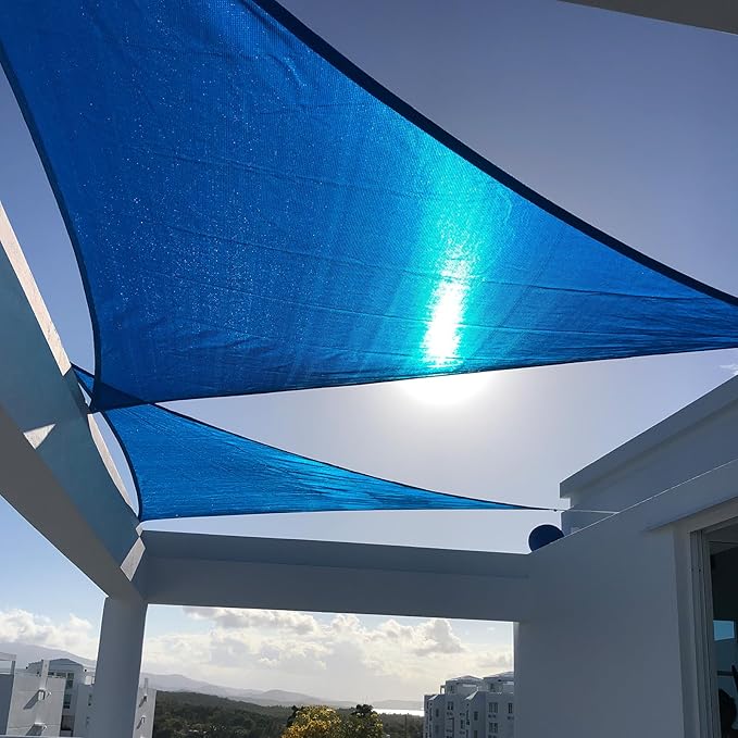 SUNNY GUARD Sun Shade Sail 10'x10'x14' Right Triangle Blue UV Block Sunshade for Backyard Yard Deck Patio Garden Outdoor Activities and Facility(We Make Custom Size)
