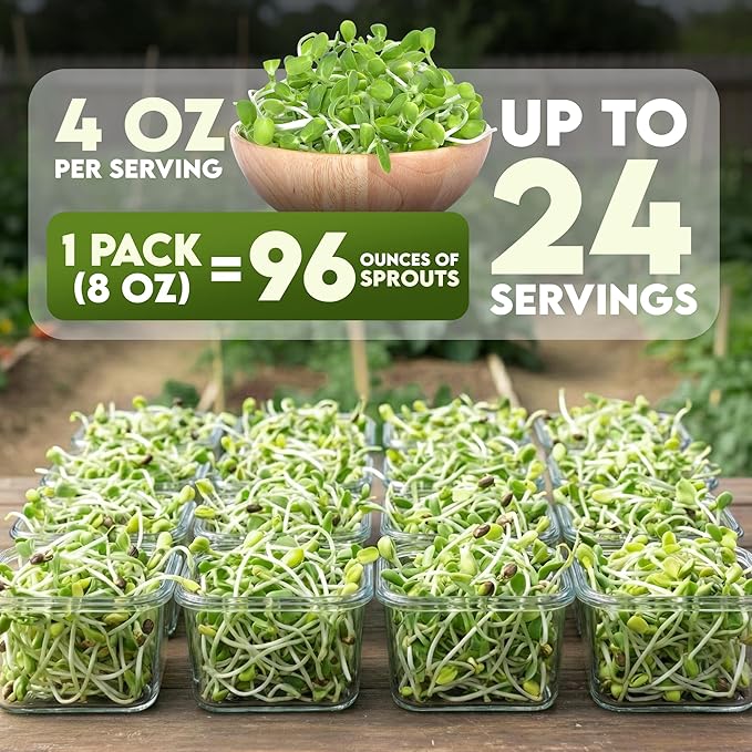 Nature Jims Organic Sunflower Seeds for Sprouting – Non-GMO, Premium Sunflower Microgreen Seeds – Nutritious, Fast Growing Sprouts & Easy to Plant – Ideal for Fresh Salads, Soups, & Smoothies – 8 Oz