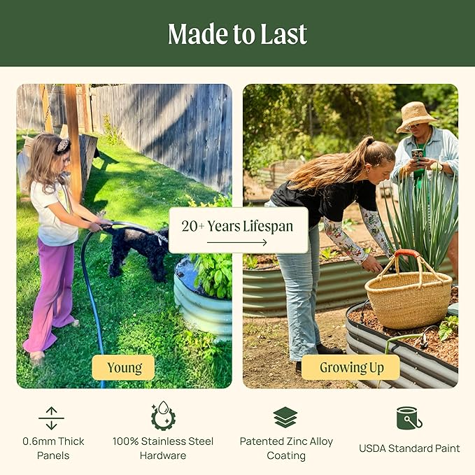 32" Extra Tall Raised Garden Bed Kits, 3.5 x 3.5 x 2.7ft Raised Planter Box Outdoor, 2 x 5 x 2.7ft Deep Root 4 in 1 Modular Metal Raised Beds for Gardening Vegetables Flowers Fruits - Terra Cotta