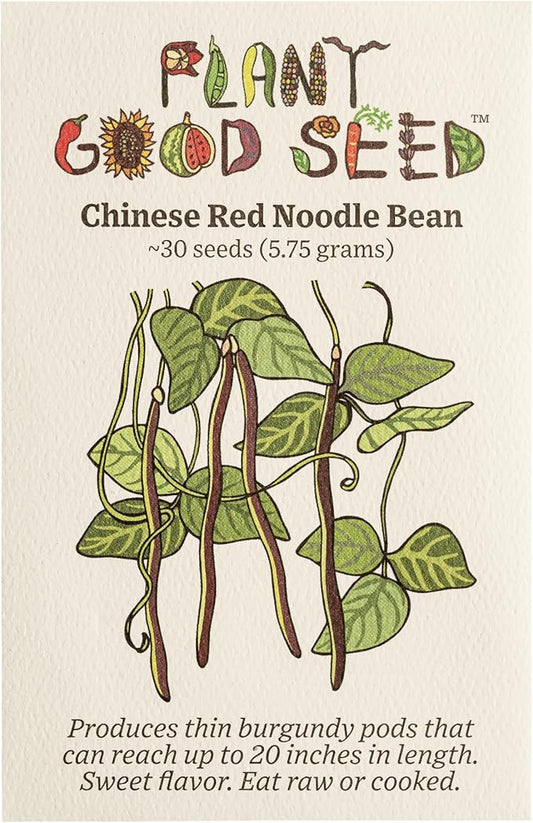 Plant Good Seed Chinese Red Noodle Bean Seeds for Planting: Asian Heirloom Yardlong Vegetable, Red Pods - 30 Seed Packet