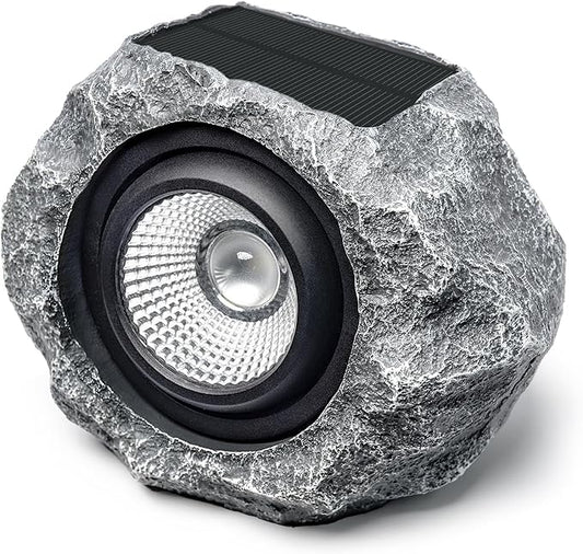 Solar Rock Lights Outdoor, Angle Adjustable Solar Lights Outdoor Waterproof, LED Solar Garden Lights, Auto On/Off Landscape Lighting for Yard, Pathway, Patio, Flower Bed - White Glow (Stone Gray)