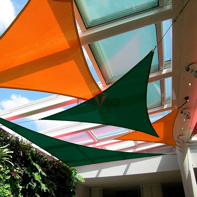 Patio Paradise 12' x 12' x 11'10" Sun Shade Sail Triangle Canopy, Permeable Shade Cloth Fabric Sunlight Block Patio Cover HDPE Deck Awning for Outdoor Backyard Pergolas Roof Shading, Green