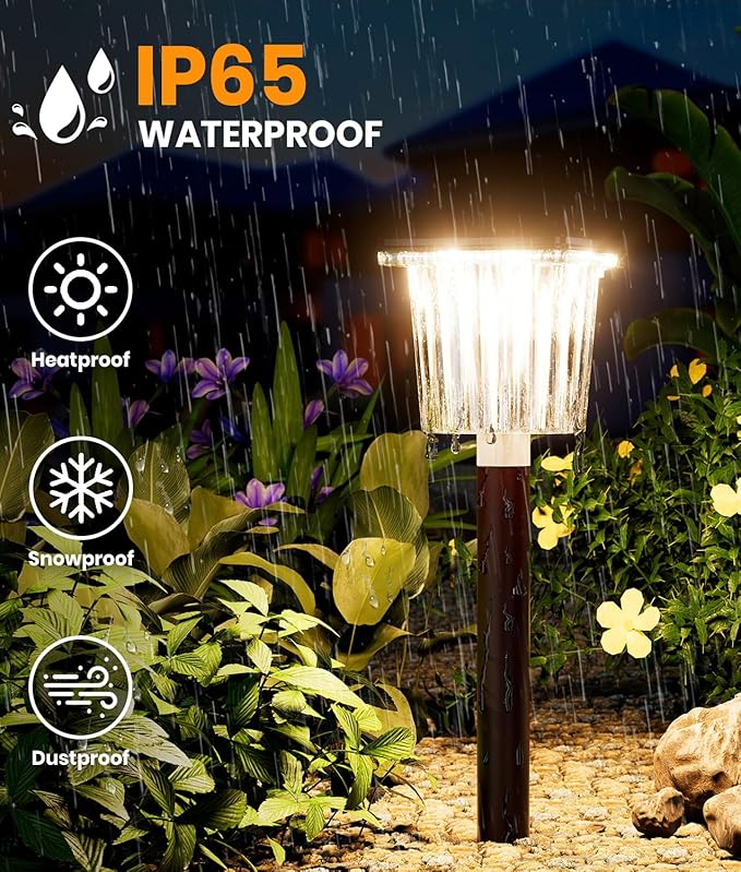 Super Bright Solar Pathway Lights Outdoor Powered 2-Pack,Adjustable Warm&Cool White,Waterproof IP65 Solar Garden Decor Landscape Lighting Outside for Front Yard/Patio/Walkway/Driveway/Lawn/Path Light