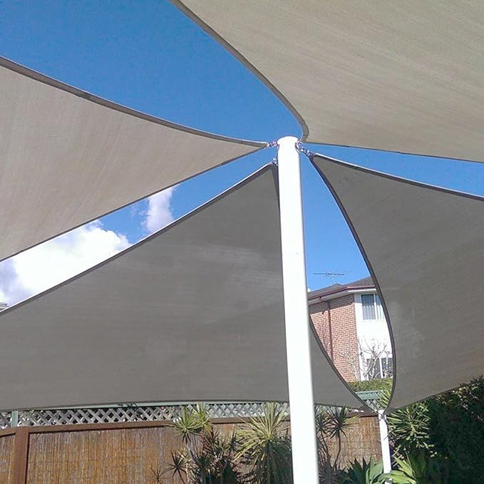 E&K Sunrise 22' x 22' x 22' Sun Shade Sail Triangle Canopy Shade Cover UV Block for Patio Backyard Garden Outdoor (Light Gray)