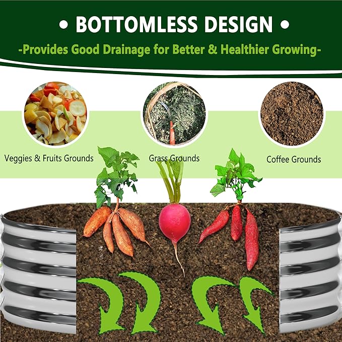 3PCS 4x4x1FT Galvanized Raised Garden Bed Kit,Vegetable Boxes-Round Metal Flower Box,Large Planter Raised Beds Outdoor Garden for Planting,Fruit,Herb-Silver