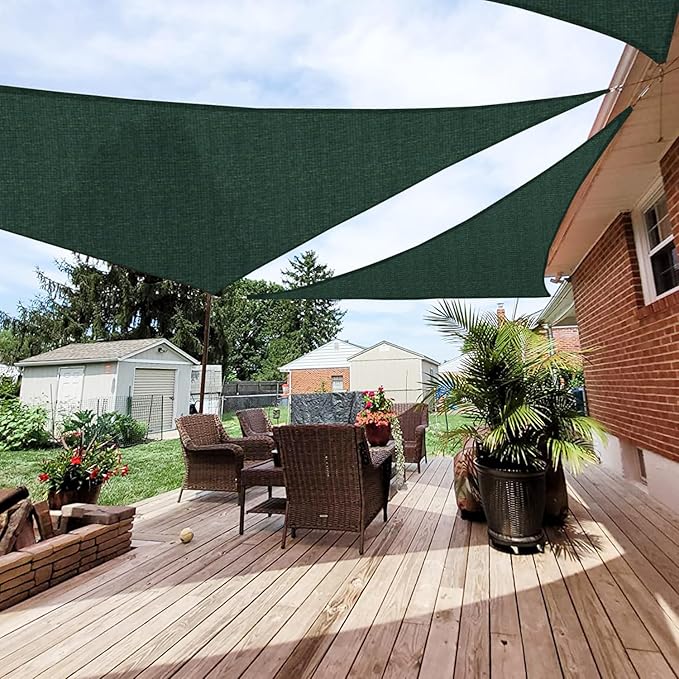 Patio Paradise 12' x 12' x 12' Sun Shade Sail Triangle Canopy Shade Cloth Fabric Sunlight Block Patio Pergola Cover HDPE Deck Awning for Outdoor Backyard Roof Shading, Green